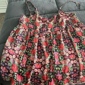 Jessica Simpson Black Floral Spaghetti Strap Romper with Red Roses